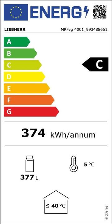 Energie-Label Liebherr Umluft-Kühlschrank MRFVG-4001 Schwarz (286 l)