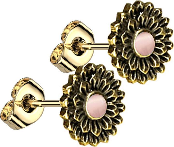 Immagine prodotto Star Piercing Ohrstecker vergoldet Lotus Blume Katzenauge Stein (Ottone, Mnerale)