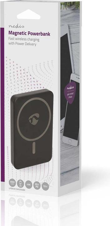 Immagine prodotto Nedis powerbank - 5000 mAh - ricarica wireless - 1.67/2.22/3.0 A - numero di uscite: 1 - uscita a (5000 mAh, 20 W, 18.50 Wh)