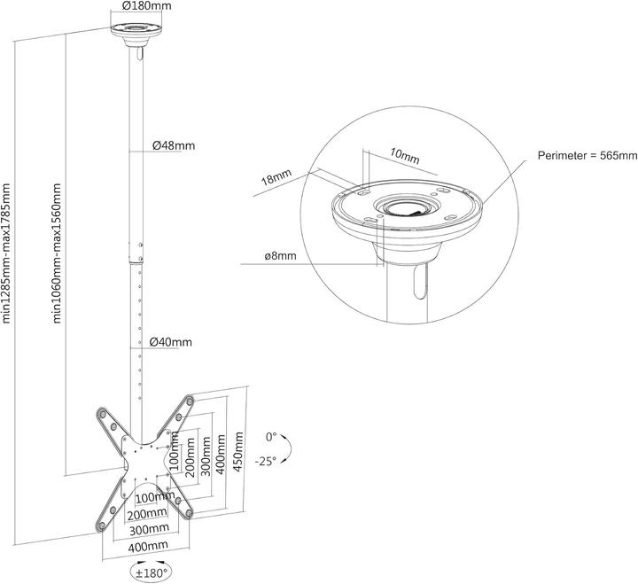 Actual product image Neomounts FPMA-C340BLACK (Ceiling)