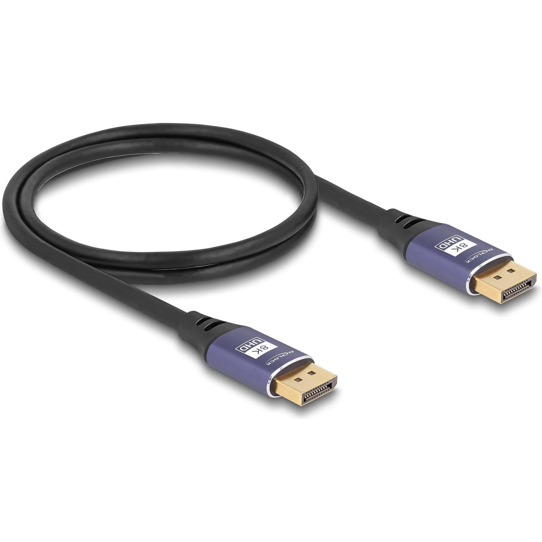 Thumbnail - Delock DisplayPort Kabel 8K 60 Hz 1 m flieder Metall (1 m, DisplayPort), Video Kabel