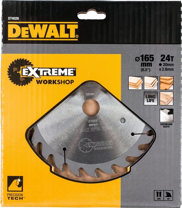 Productafbeelding DeWalt x 20mm 24 Z Handcirkelzaagblad Universeel gebruik en doorsnedes