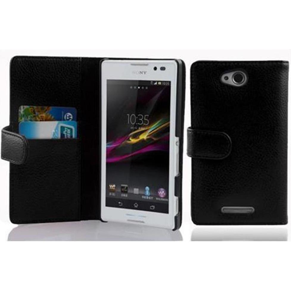 Thumbnail - Cadorabo Book mit Struktur Cover (Sony Xperia C), Smartphone Hülle, Schwarz