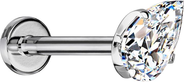 Produktbild Star Piercing Micro Threadless Labret silber mit Kristalltropfen silber gefasst (ohne Messing, Titan)