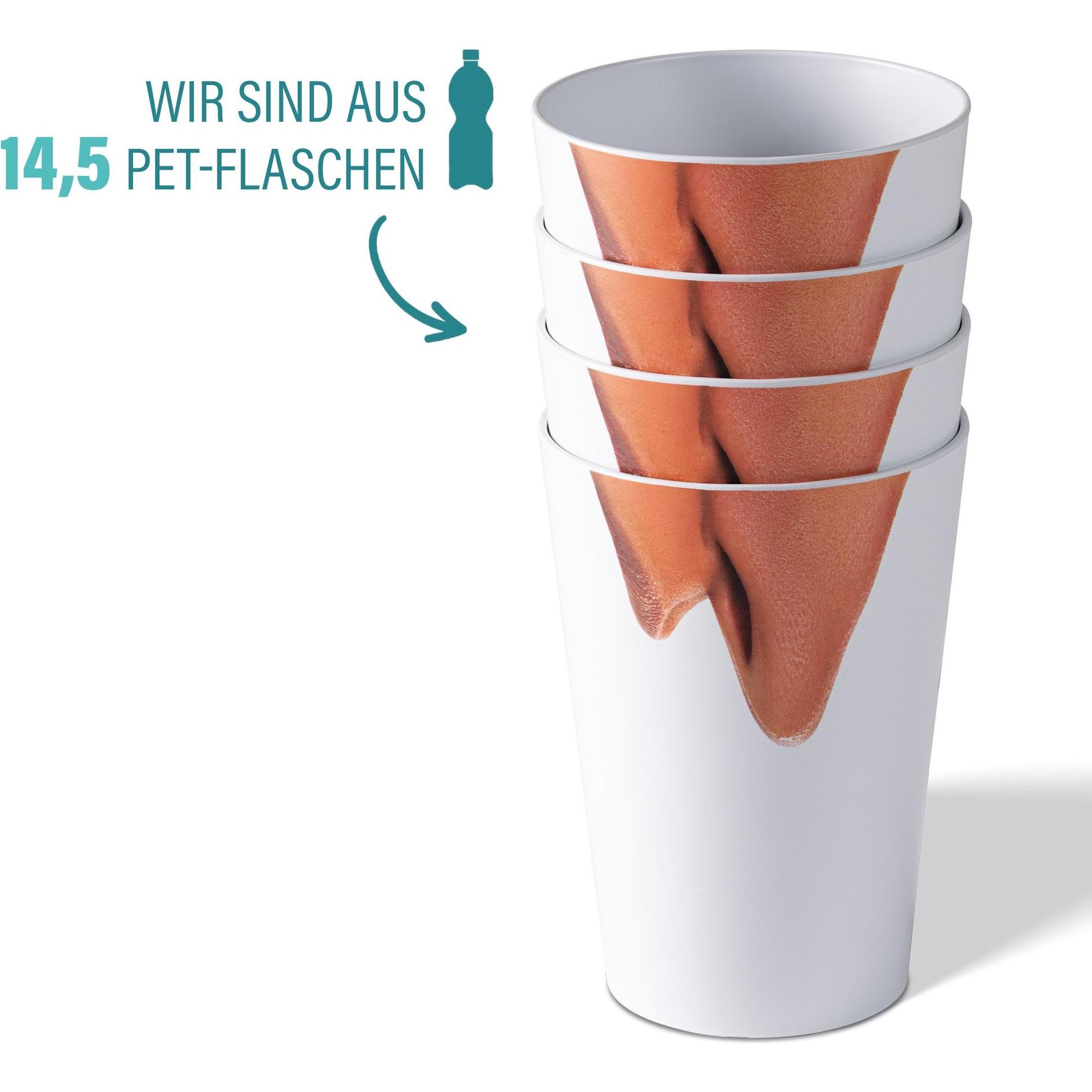 Thumbnail - Awave 4tlg. Festival Becher-Set, 400 ml, rPET, mit Eichstrich und Abstandshalter, Nasenmotiv, Trinkgläser