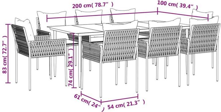 Produktbild vidaXL Garten Essgruppe (100 x 200 x 74 cm)