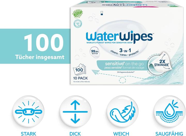 Immagine prodotto WaterWipes Sensitive+ On The Go (10 x 100 pz.)