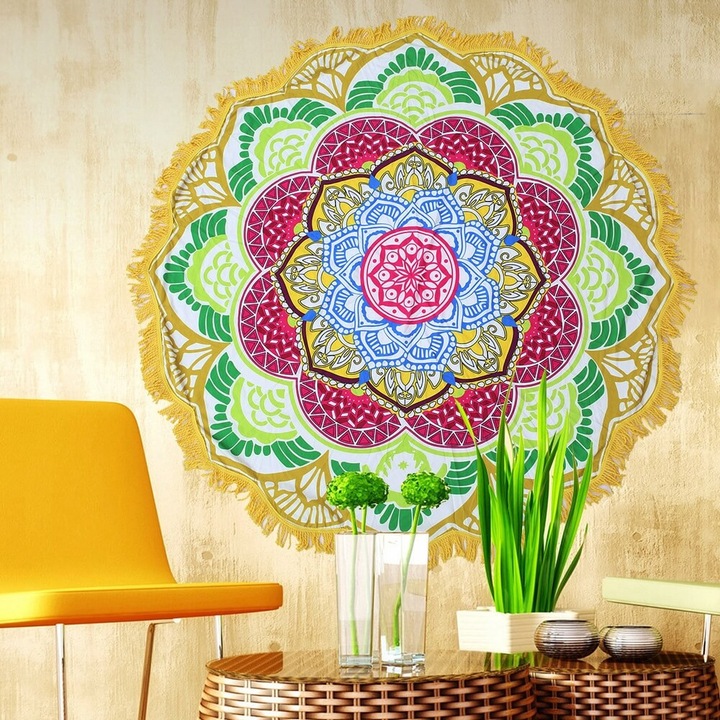 Immagine prodotto Cover-Discount Telo mare rotondo Mandala giallo (150 cm)