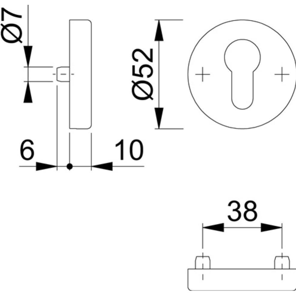 Thumbnail - Hoppe, Türgriff + Fenstergriff, Schlüsselrosette E42HS Edelstahl F69 Schildstärke 10 mm PZ rund (Türgriff)