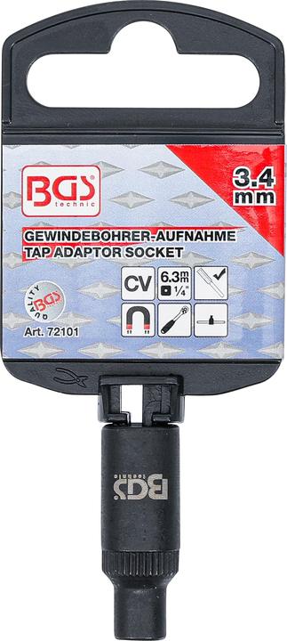 Produktbild BGS Gewindebohrer-Aufnahme-Steckschlüssel-Einsatz | 6,3 mm (1/4") | 3,4 mm