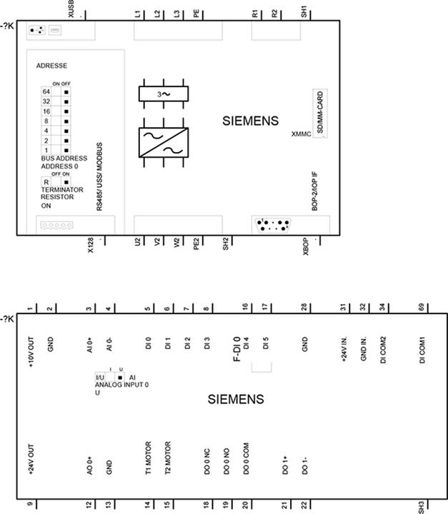 Produktbild Siemens SINAMICS G120C USS/MB 2,2KW FILA