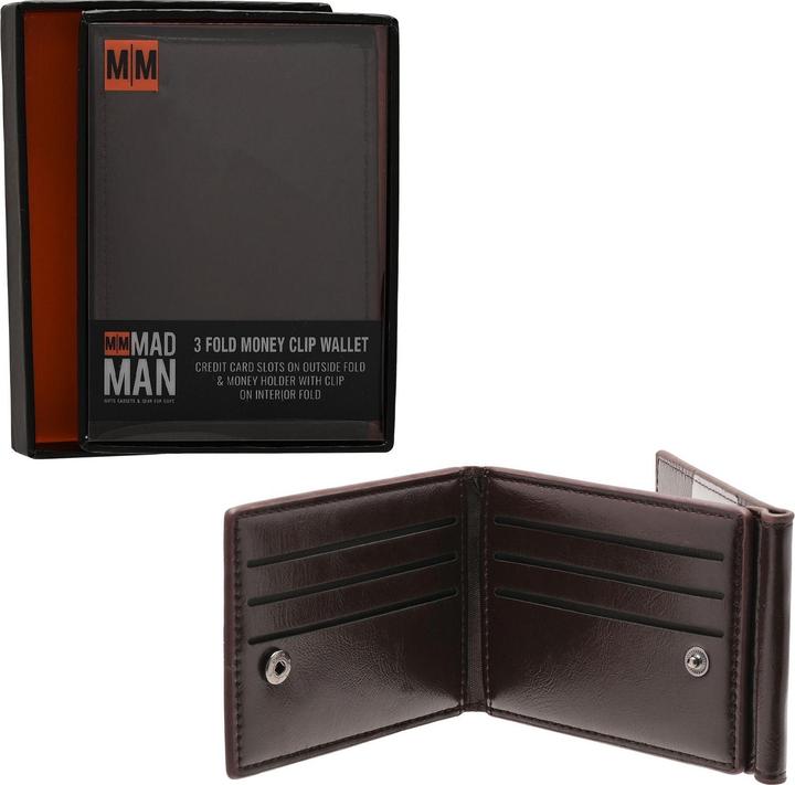 Actual product image Harvey Makin Mad Man Brown 3 Fold Money Clip Wallet