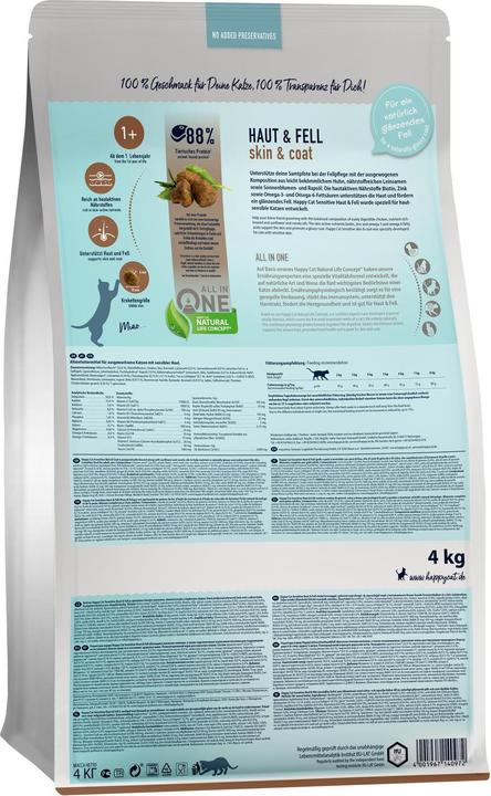 Produktbild Happy Cat Trockenfutter Supreme Sensitive Haut & Fell, 4 kg (Adult, 1 Stk., 4000 g)