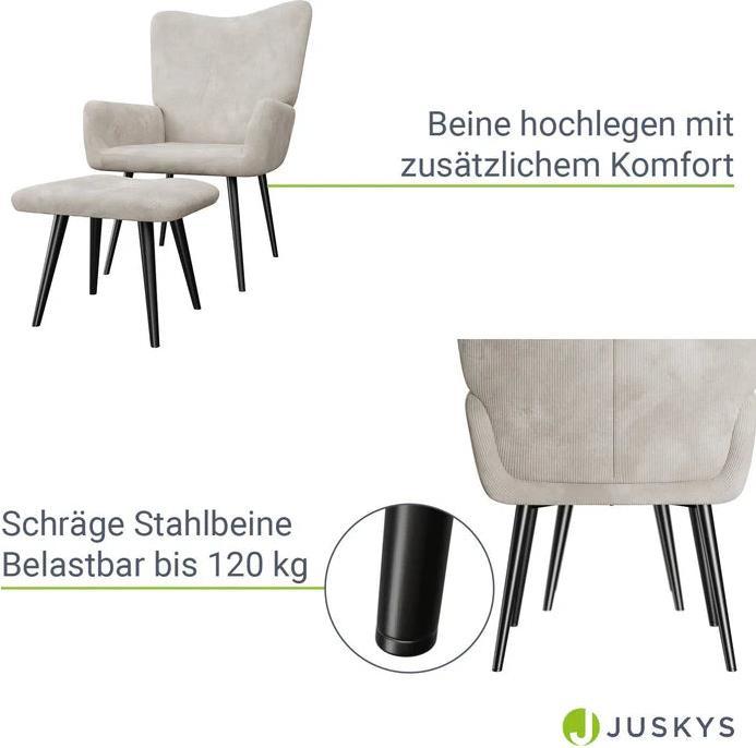 Produktbild Juskys Ohrensessel Relaxsessel mit Hocker