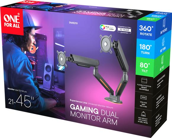Produktbild One for All Monitor Halterung Experience RGB Dual schwarz (Tisch, 45", 14 kg)