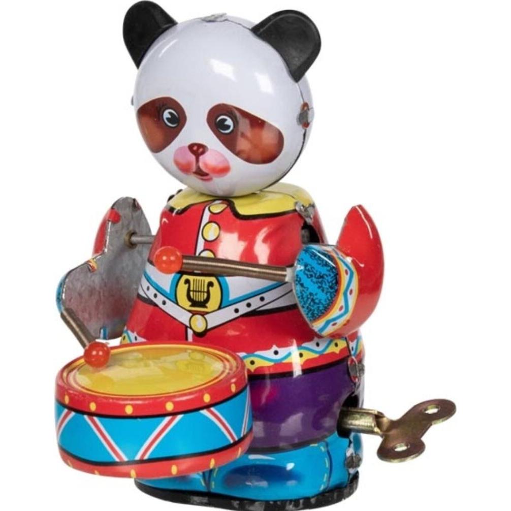 Goki Pandabär mit Trommel aus Blech mit Aufziehmotor