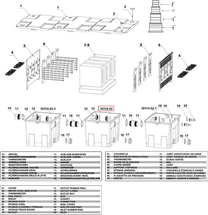 Actual product image SunSun Spare Part CBF-350C Box Stage 2 Bio Pond Filter