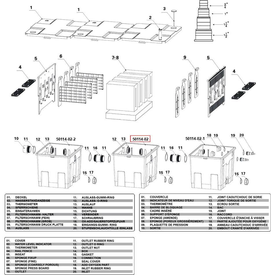 Thumbnail - SunSun, Brunnen + Gartenteich, CBF-350C Bio Teichfilter Ersatzteil Wanne Stufe 2 Durchlauffilter Teich