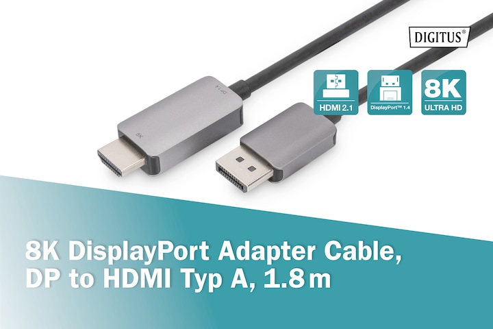 Image du produit Digitus DisplayPort – HDMI (1.80 m, DisplayPort, HDMI)