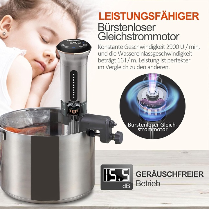 Image du produit KitchenBoss Cuiseur G300, argent avec 5 sacs de mise sous vide