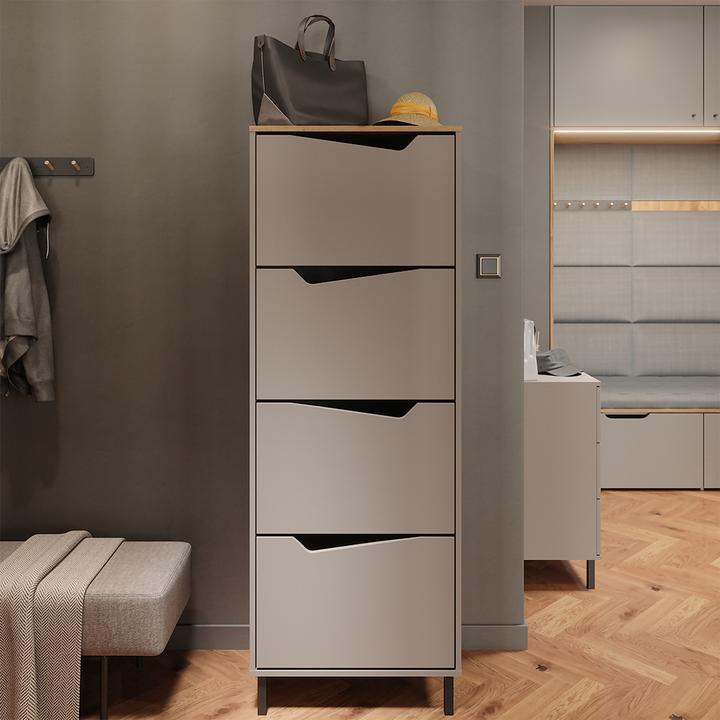 Produktbild Vicco Schuhkipper Marelle, Greige/Artisan, 60 x 167.4 cm mit 4 Fächern (60 x 38 x 167.40 cm)