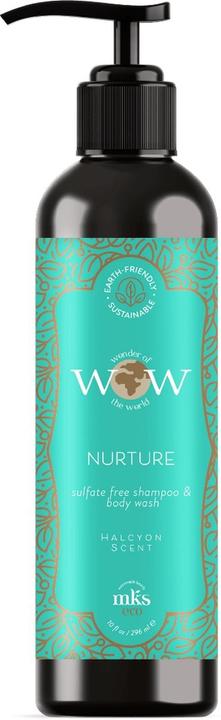 Earthly Body MKS eco WOW Nurture Sulfat-freies Shampoo & Body Wash Halcyon Scent Vegan Cruelty Free 10 Fl Oz (296 ml, Flüssiges Shampoo)