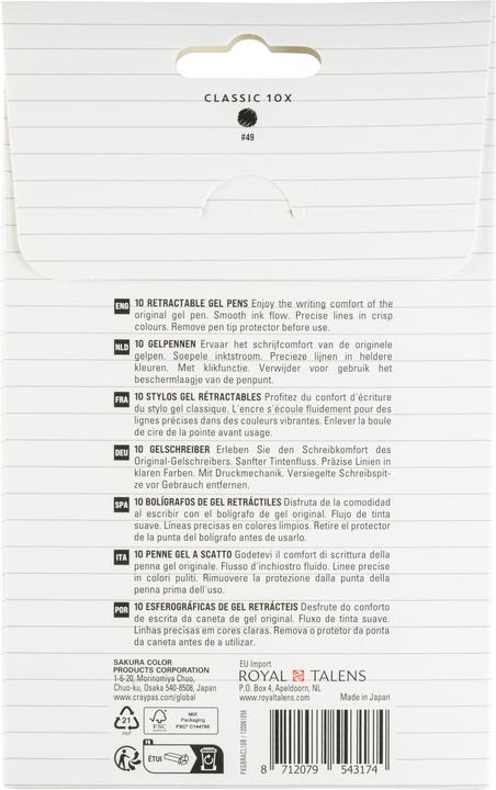 Productafbeelding Sakura 9 + 1 GRATIS: Gelly Roll Retractable Classic Gelschreiber transparent 0,4 mm, Schreibfarbe: s (Zwart, 10x)