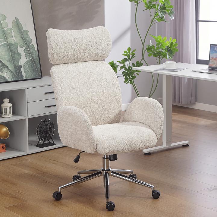 Immagine prodotto Homcom Schreibtischstuhl Polyester, Stahl Hellgrau (47.50 - 55.50 cm)