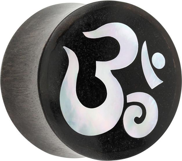 Actual product image Star Piercing Sono wood flared plug with mother-of-pearl insert Ohm (without brass, Organic, Mineral)