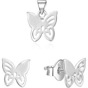 Beneto, Schmuck Set, Silver Jewelry Set with Butterfly Design AGSET224L (Pendant, Earrings)