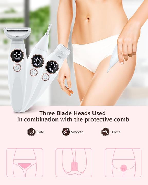 Immagine prodotto Houpoo 3-in-1 Damenrasierer & Trimmer, wasserdicht, USB-Ladung