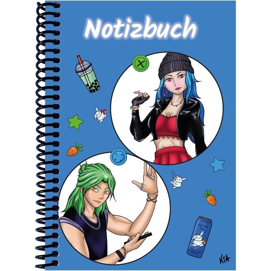 E & Z, Heft + Block, A 5 Notizbuch Manga Quinn und Enora, bl (A5, Liniert)