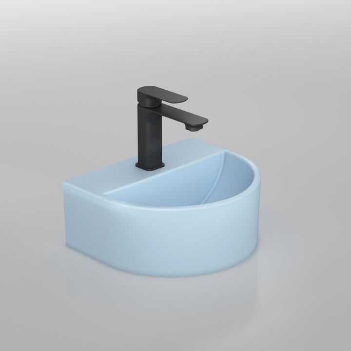 Produktbild Emke Badezimmerwaschbecken 303 x 255 x 120 mm, U-förmig, Mini, Wandmontage, Matt Hellgrau-Blau (255 mm, 303 mm)