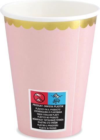 Actual product image Partydeco Cups, light pink, 220ml (1 pkt / 6 pc.) (6x)
