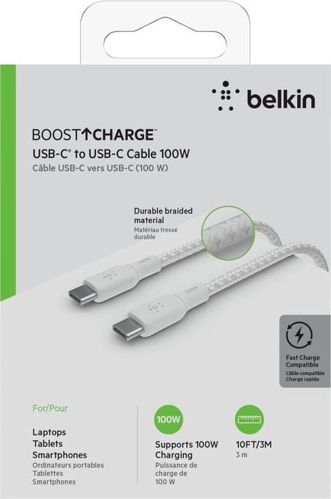 Produktbild Belkin USB C – USB C (3 m, USB 2.0, 100 W)