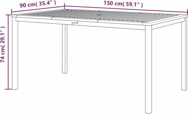 Produktbild vidaXL Garten Essgruppe (90 x 150 x 74 cm)