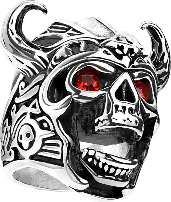 Produktbild Star Piercing Ring silber Wikinger Totenkopf mit Kristallaugen (72, Stahl)