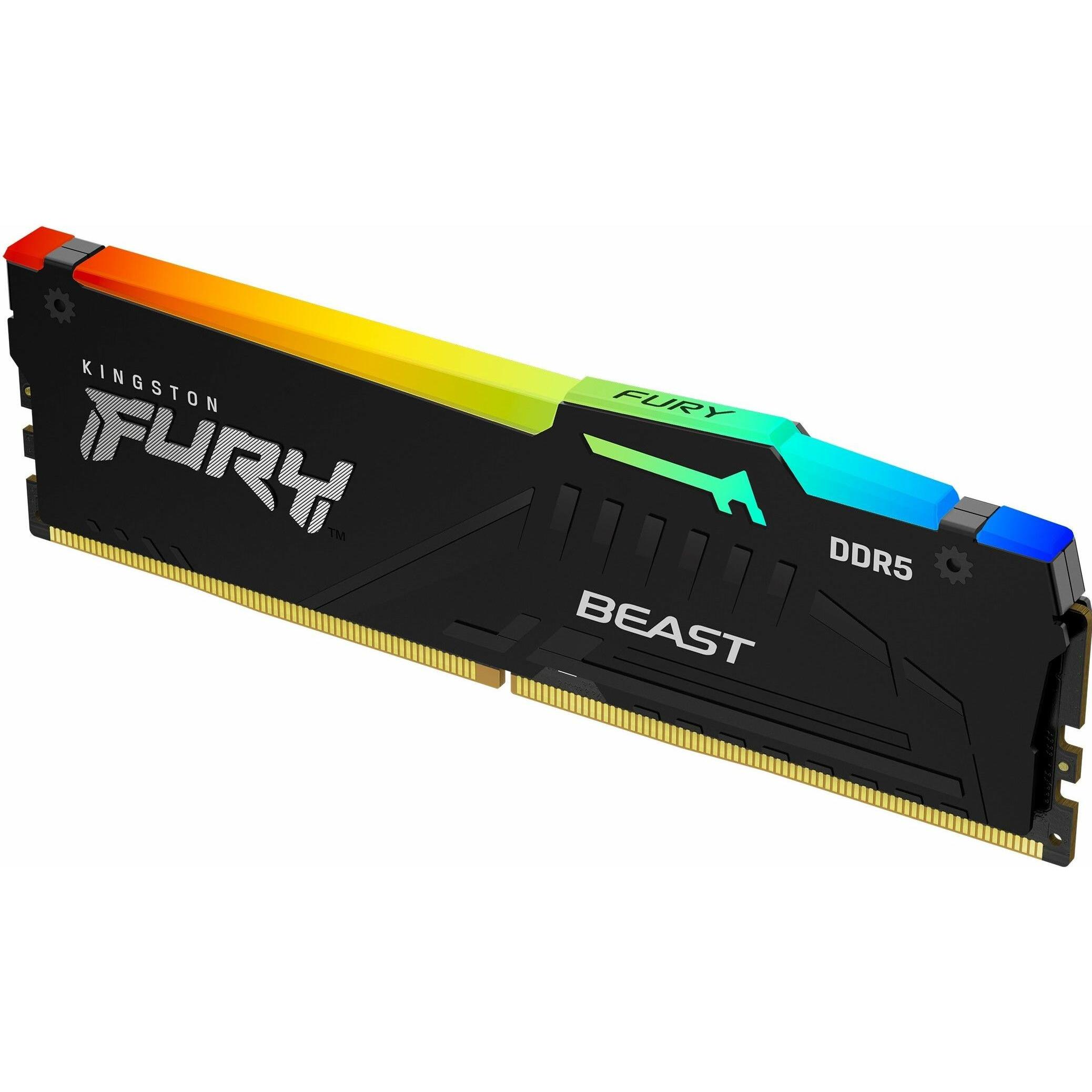 Kingston FURY Beast RGB (1 x 32GB, 6000 MHz, DDR5-RAM, DIMM), RAM, Schwarz