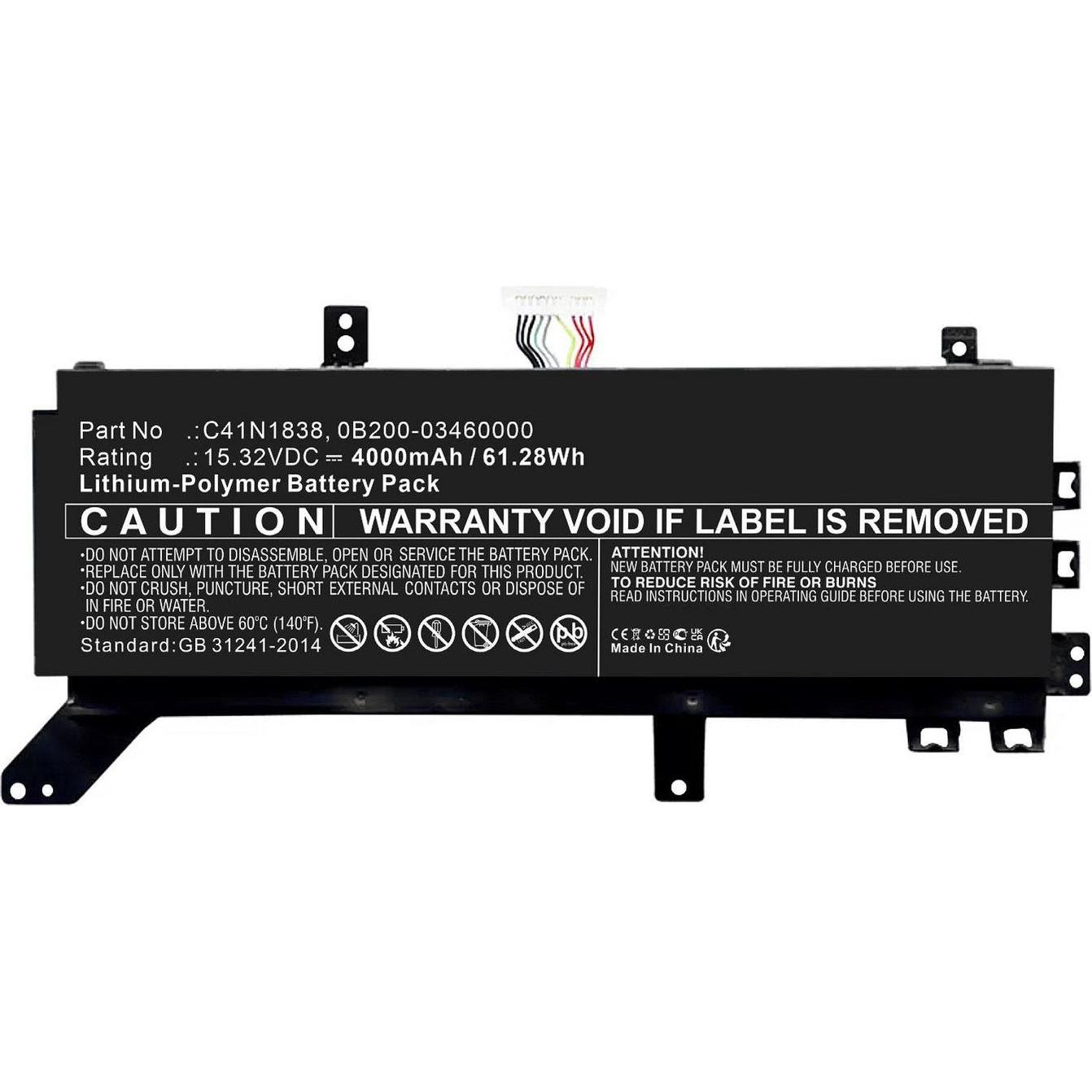 CoreParts Battery for Asus Notebook (4000 mAh), Notebook Akku, Schwarz