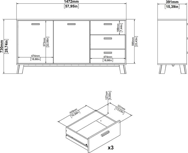 Image du produit Tvilum Ikast (147.20 x 39.10 x 73 cm)