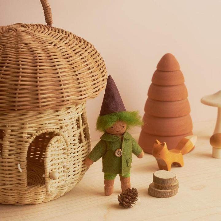 Actual product image Olli Ella Preorder: rattan basket mushroom (22 x 22 x 13 cm)