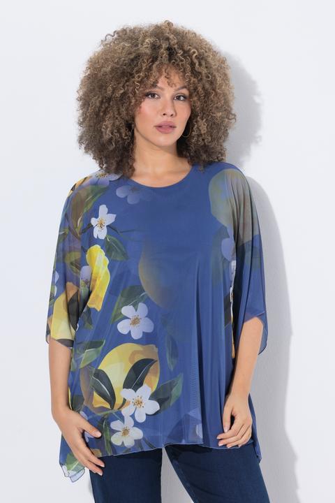 Produktbild Ulla Popken Mesh-Bluse, doppellagig, Oversized, Rundhals, Halbarm (58, 60)