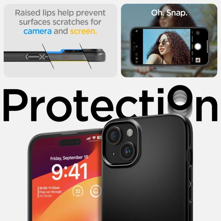Actual product image Spigen Thin Fit iPhone 15 6.1" czarny/black ACS06776 (Apple iPhone 15)