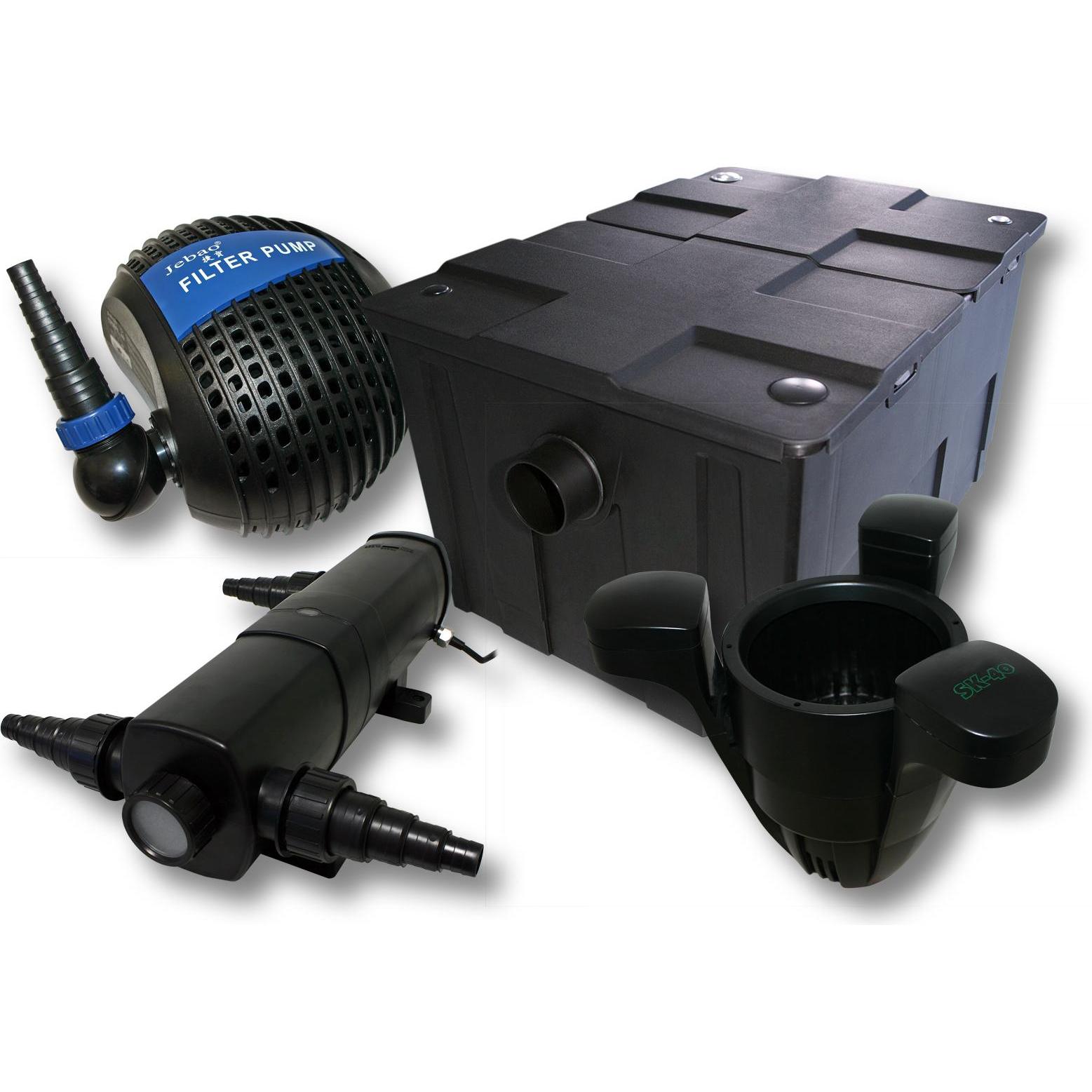 Wiltec, Brunnen + Gartenteich, Set: Teichfilter 60000l 72W UVC Teichklärer 80W Teichpumpe Skimmer 600