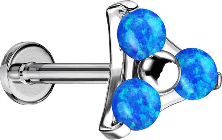 Immagine prodotto Star Piercing Micro Threadless Labret argento triangolo tre opali blu (senza ottone, Titanio)