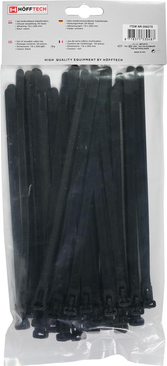 Actual product image ProPlus Detachable cable ties 7.6 x 200 mm 50 pieces black (Plastic cable ties, 200 mm, 50 pcs.)