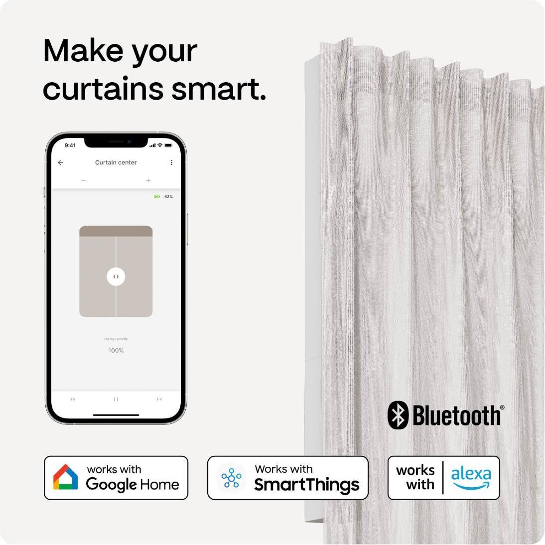 Motionblinds, Accessori per tende, Smart Curtain Rail Central opening 240cm