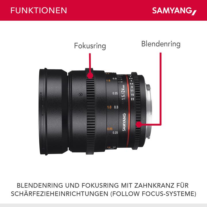 Produktbild Samyang 24mm T1.5 VDSLR II Canon EF (Canon EF, Vollformat)