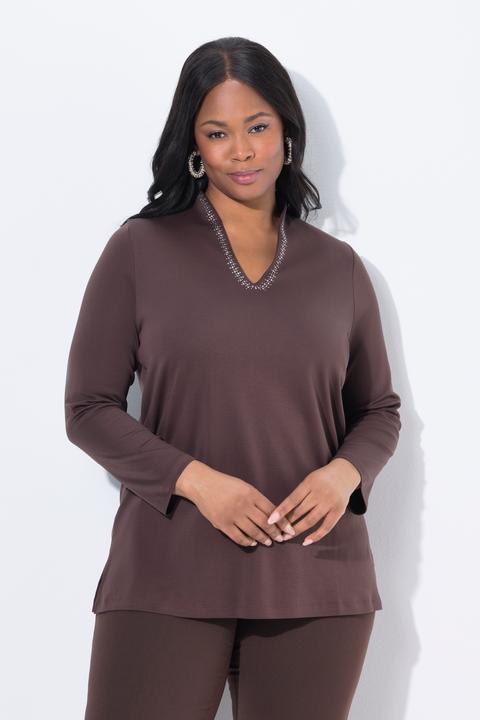 Produktbild Ulla Popken Shirt, A-Linie, Kelchkragen, Langarm, Pima Cotton (58)