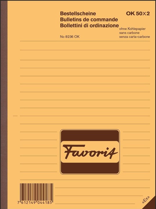 Image du produit Favorit Cahier autocopiant Bons de commande avec papier autocopiant (100 x)